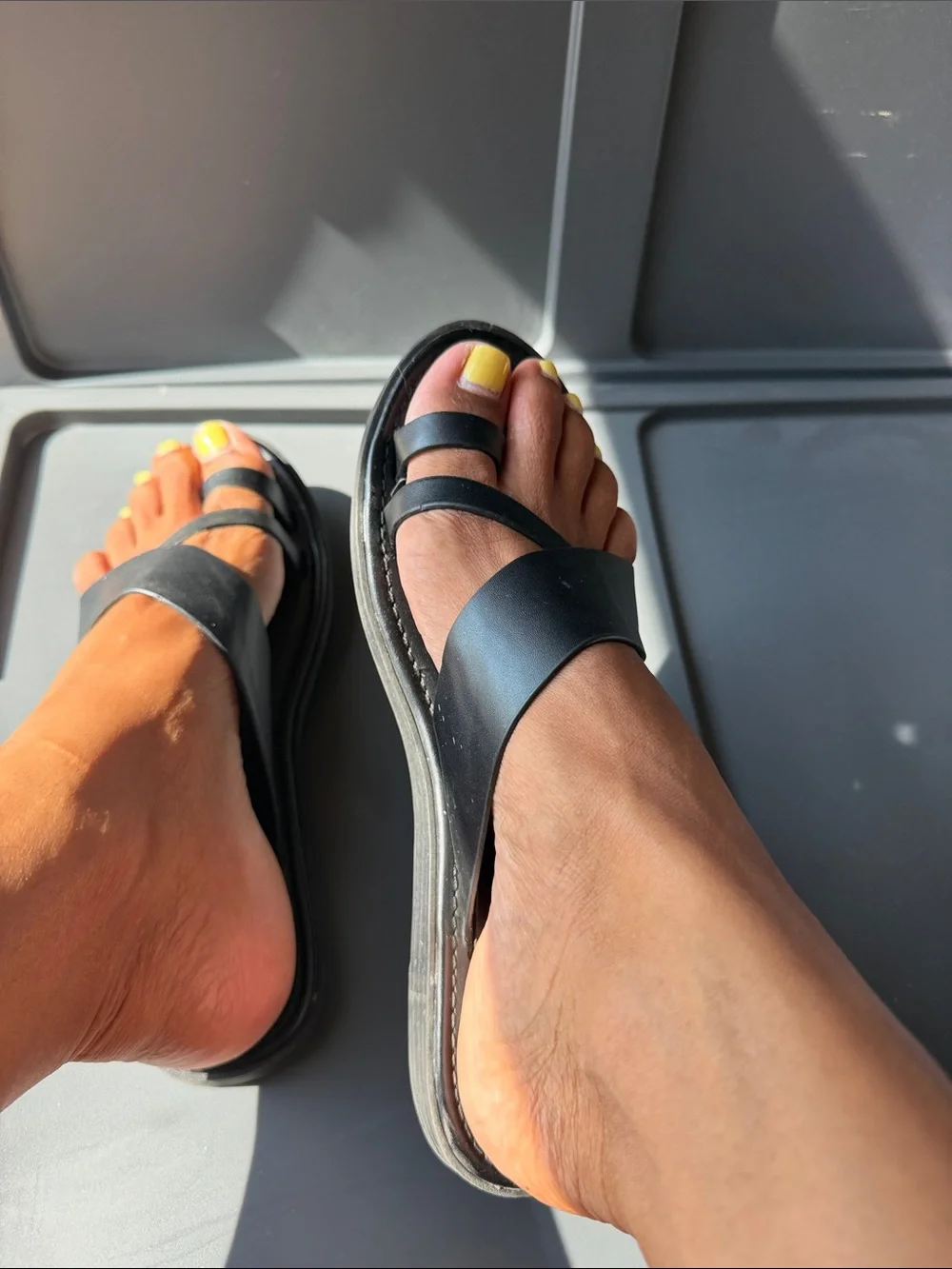 a new day Black Cross-Strap Slide Sandals
